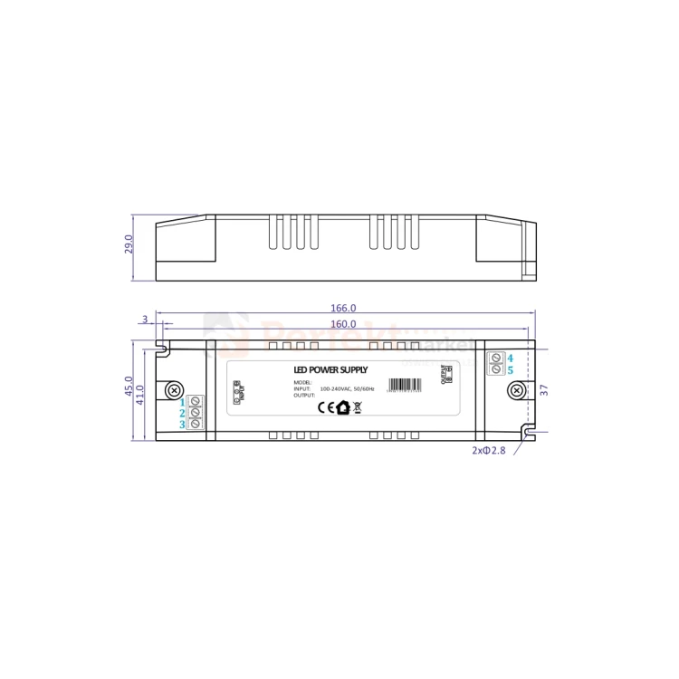 zasilacz instalacyjny led meblowy adm60 wymiary perfektmarket.webp