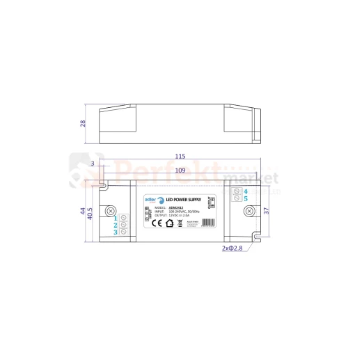 zasilacz LED do taśm ledowych meblowy IP20 12V 2A 24W  tech perfektmarket.webp