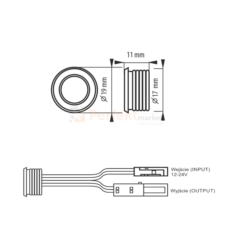 Wyłącznik meblowy dotykowy ze ściemniaczem 12-24V i podświetleniem chrom, czarny PERFEKTMARKET.webp