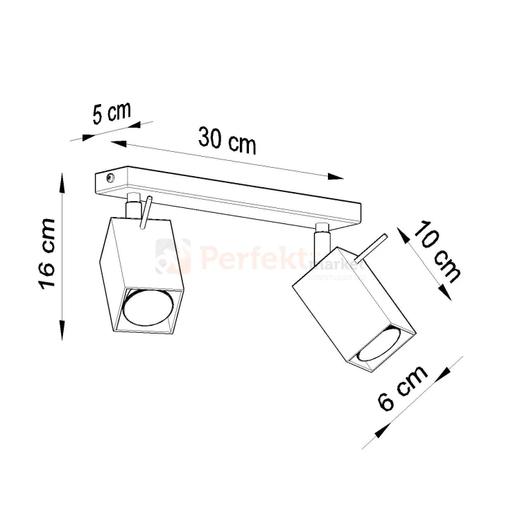 Listwa spot plafon 2xGU10 Merida 2 czarna SL.0100 wymiary perfektmarket.webp