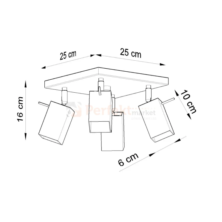 Lampa sufitowa refulowana spot plafon 4xGU10 Merida wymiary perfektmarket.webp