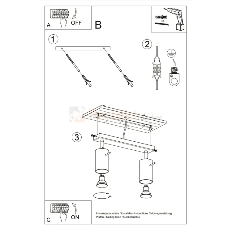 Lampa sufitowa listwa spot plafon 2xGU10 Ring 2 sollux montaż perfektmarket.webp