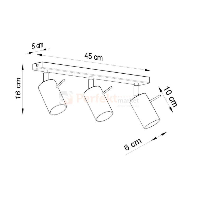 Oprawa sufitowa spot plafon RING 3 Sollux wymiary oprawy perfektmarket.webp