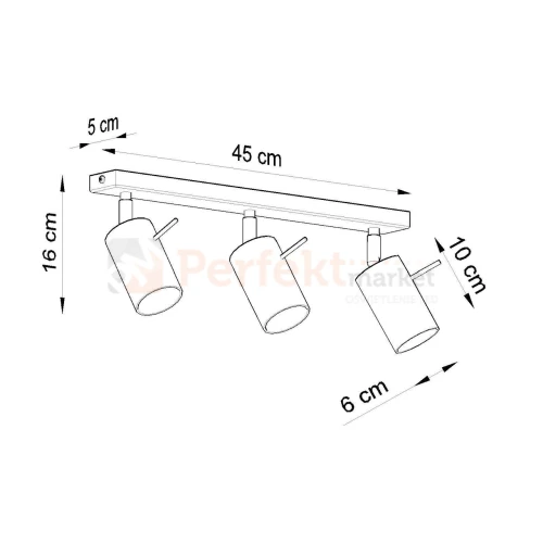 Oprawa sufitowa spot plafon RING 3 Sollux wymiary oprawy perfektmarket.webp