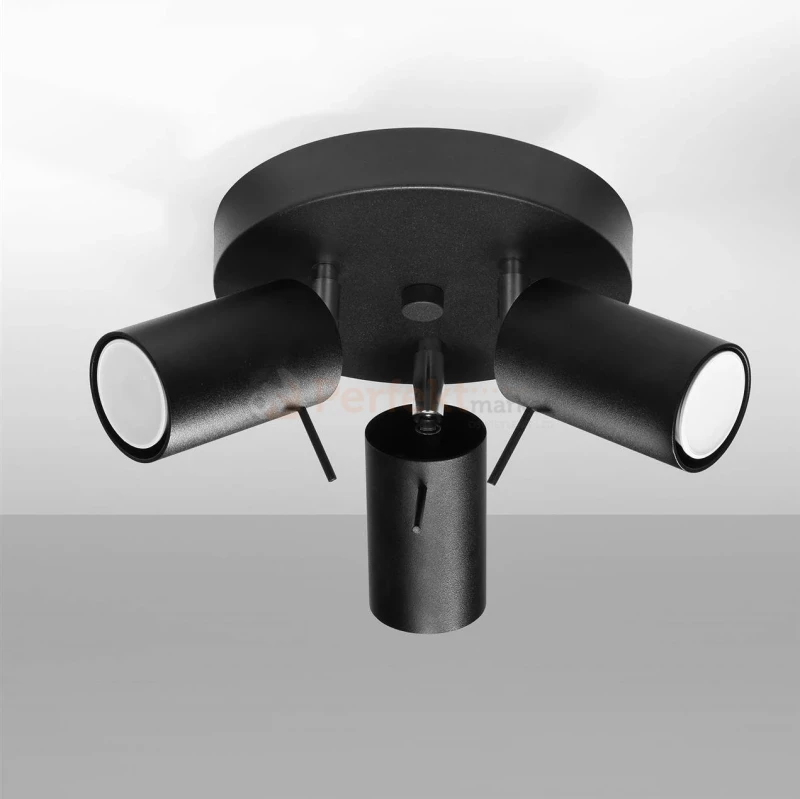 Lampa sufitowa plafon RING 3P spot czarny SL.1016 Sollux aranżacja perfektmarket.webp