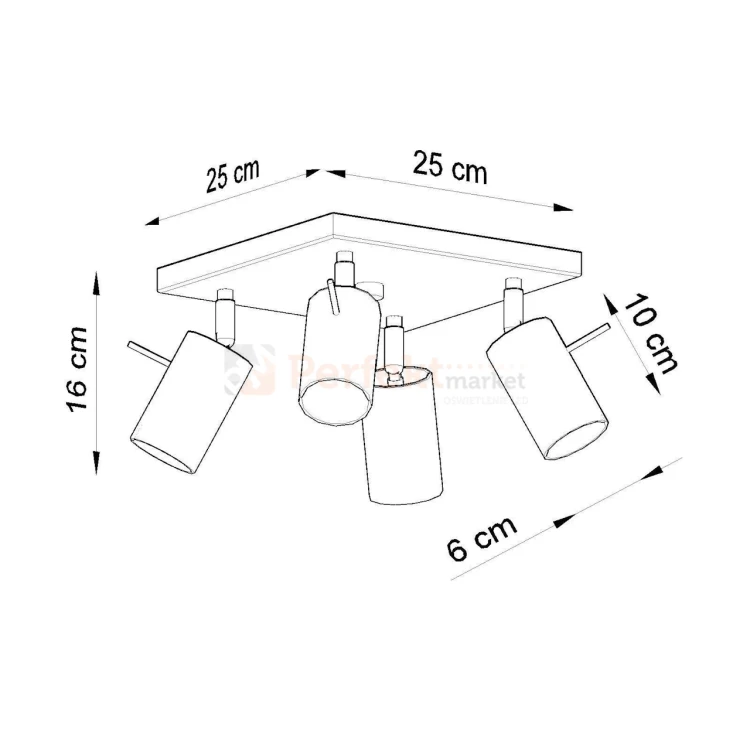 Lampa sufitowa spot plafon 4xGU10 Ring 4 wymiary perfektmarket.webp