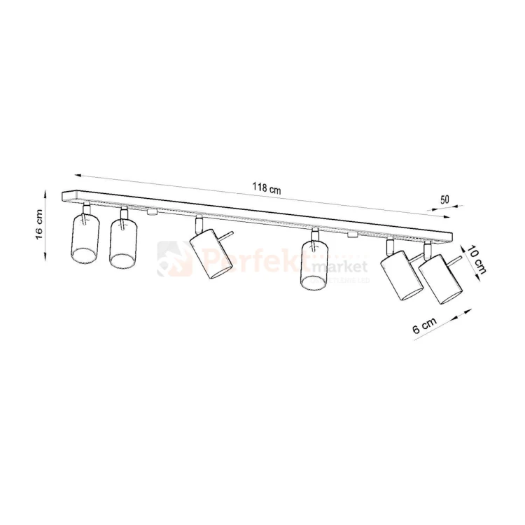 Lampa sufitowa spot listwa kierunkowa RING 6L wymiary Sollux perfektmarket.webp
