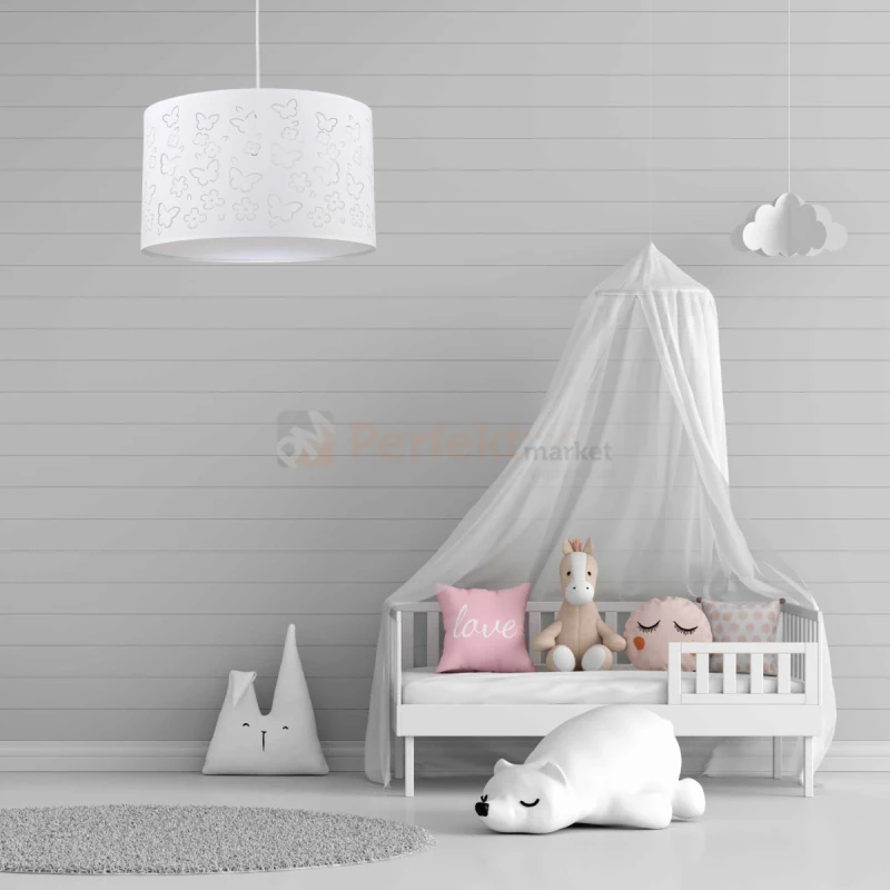 Lampa wisząca dziecięca Flowers 1xE27 biała LP-686-1P wymiary perfektmarket.webp