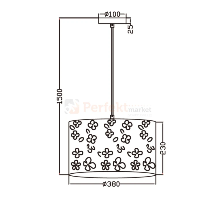 Lampa wisząca dziecięca Flowers 1xE27 biała LP-686-1P wymiary perfektmarket.webp