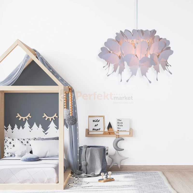 Lampa wisząca dziecięca Farfalla 1xE27 ciemny róż LP-3439 1P dark pink montaż perfektmarket.webp