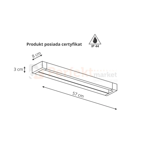 Kinkiet łazienkowy LED IP44 DENVER biały LP-1174 1W WH wymiary perfektmarket.webp