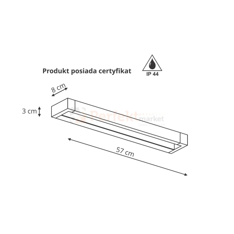 Kinkiet łazienkowy LED IP44 DENVER biały LP-1174 1W WH wymiary perfektmarket.webp