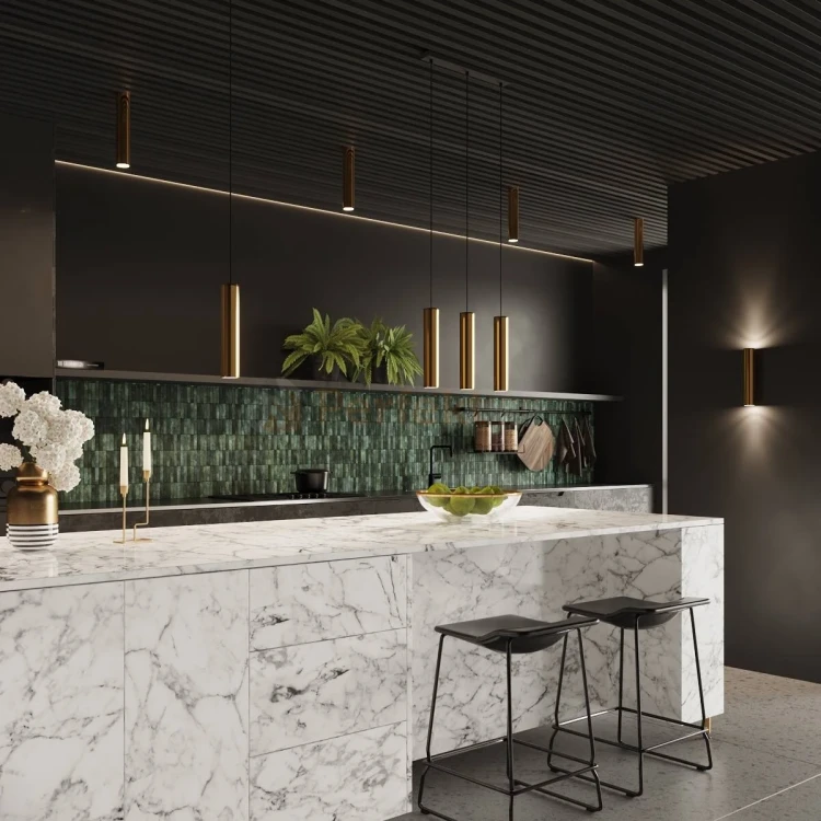 Nowoczesna lampa sufitowa spot walec Lagos 30 cm złot połysk SL.1203 Sollux aranżacja 2 perfektmarket.webp