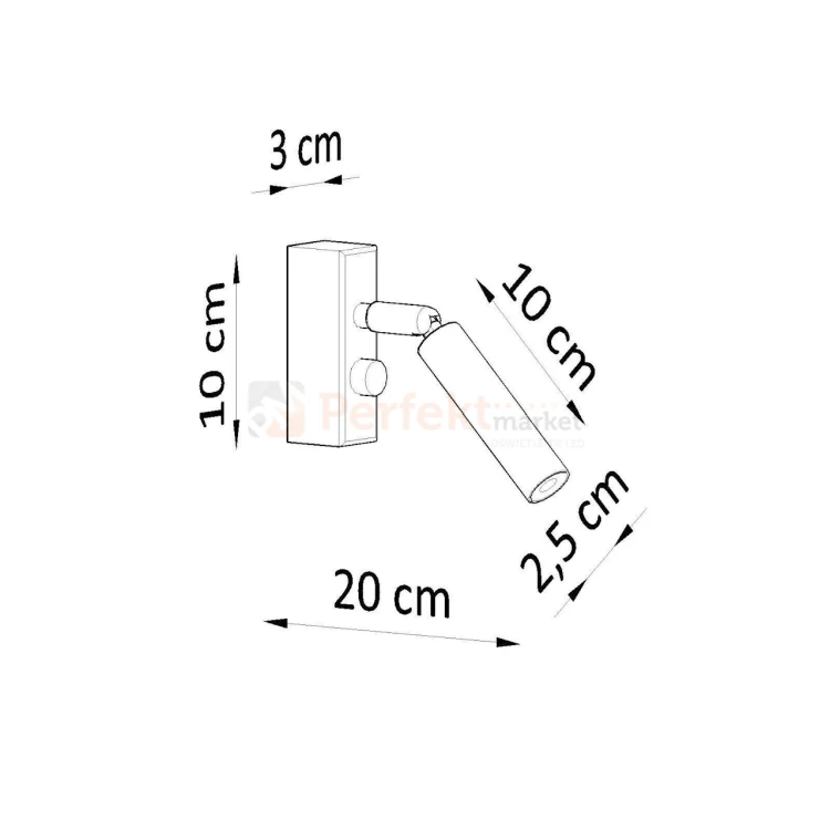 Oprawa ścienno sufitowa EYETECH 1 slim regulowana biały SL.0902 Sollux wymiary perfektmarket.webp
