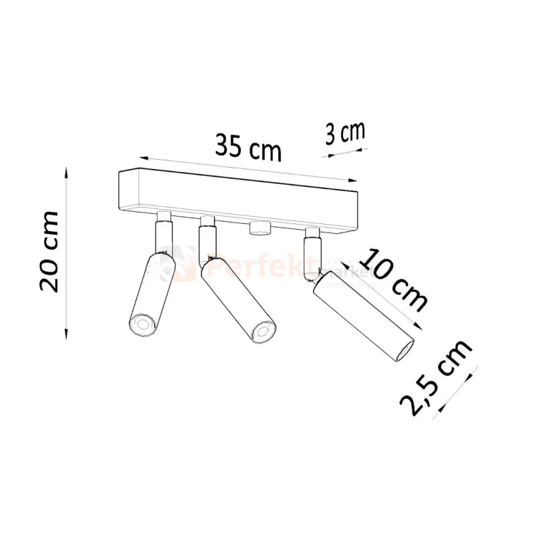 Oprawa sufitowa EYETECH 3 slim regulowany spot wymiary Sollux perfektmarket.webp