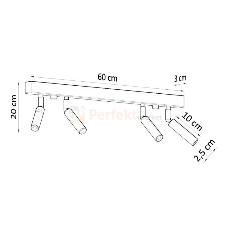 Oprawa sufitowa EYETECH 4 slim regulowana spot wymiary Sollux perfektmarket.webp