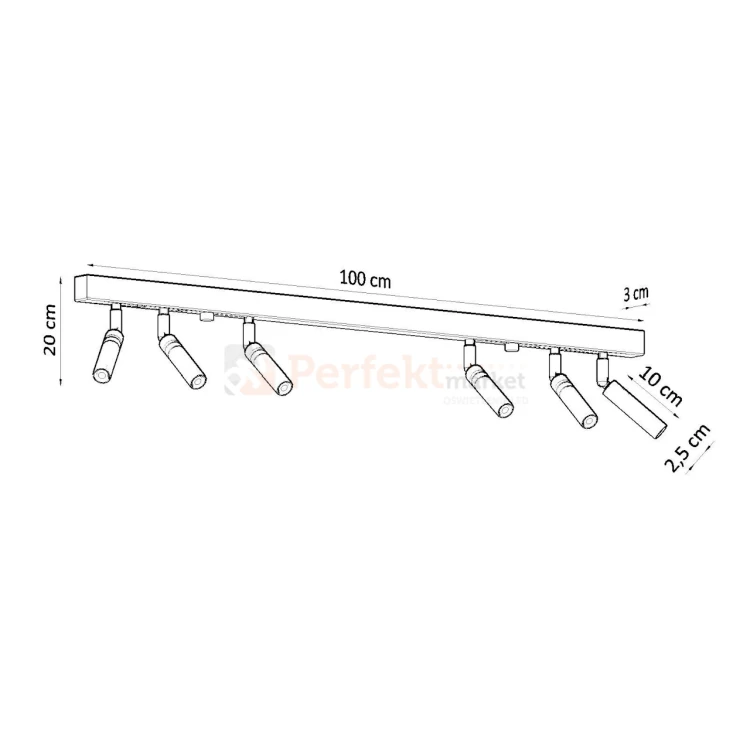 Oprawa sufitowa regulowana spot na listwie EYETECH 6 wymiary Sollux perfektmarket.webp