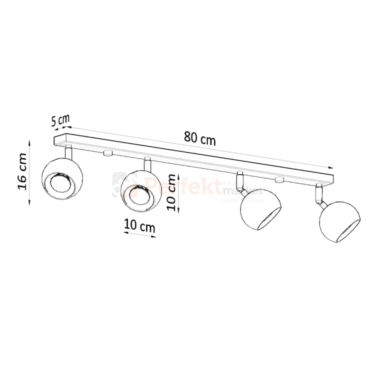 Lampa sufitowa kierunkowa reflektorki Oculare 4L wymiary Sollux perfektmarket.webp
