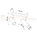 Nowoczesna lampa sufitowa kierunkowa spot listwa Direzione 2 wymiary SOLLUX perfektmarket.webp