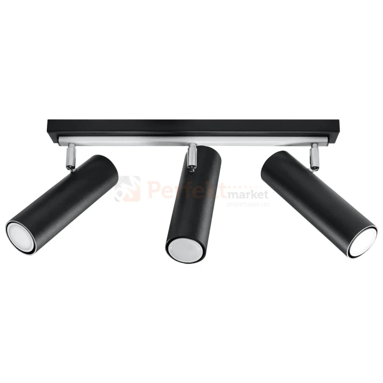 Nowoczesna lampa sufitowa kierunkowa spot listwa Direzione 3 czarna SL.0501 Sollux 1 perfektmarket.webp