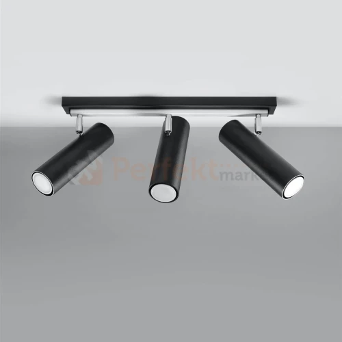Nowoczesna lampa sufitowa kierunkowa spot listwa Direzione 3 czarna SL.0501 Sollux czarny.webp