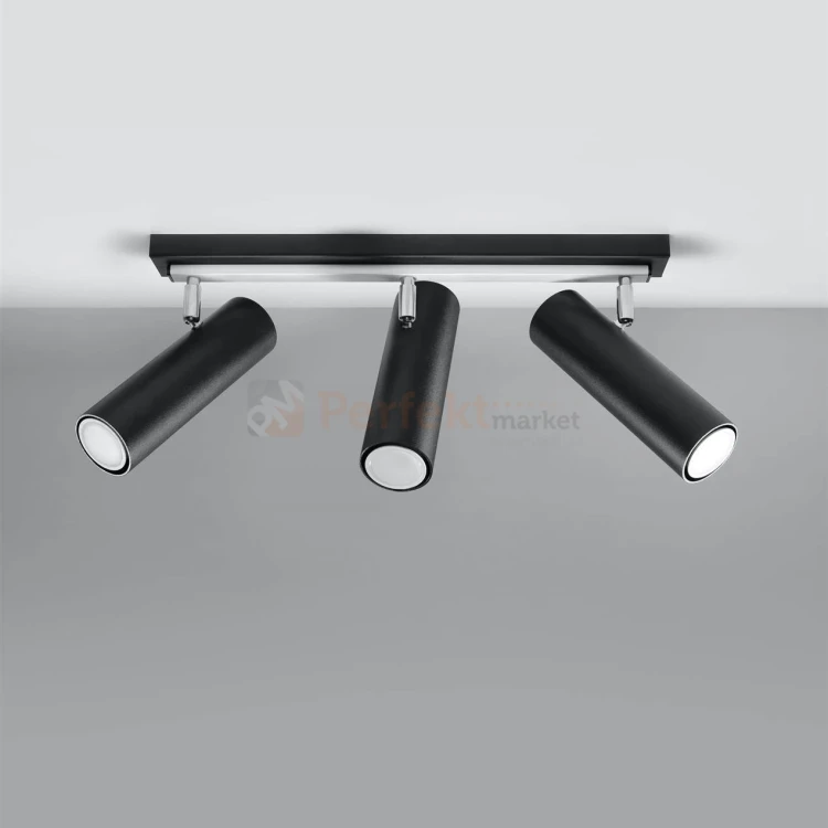 Nowoczesna lampa sufitowa kierunkowa spot listwa Direzione 3 czarna SL.0501 Sollux czarny.webp