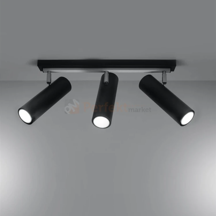 Nowoczesna lampa sufitowa kierunkowa spot listwa Direzione 3 czarna SL.0501 Sollux perfektmarket.webp