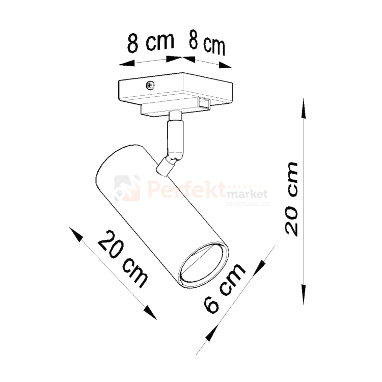 Nowoczesna lampa sufitowa spot kierunkowa Direzione wymiary Sollux perfektmarket.webp