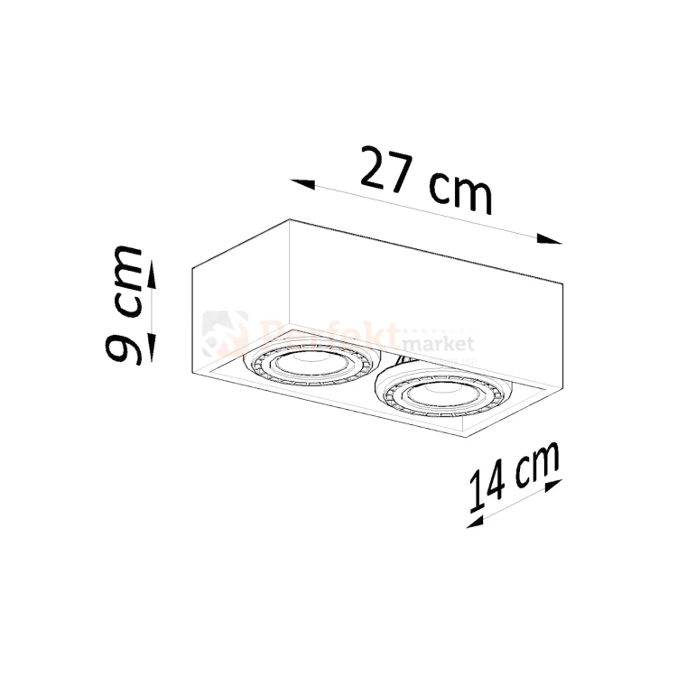 Plafon betonowy downlight QUATRO 2 SL.0884 Sollux wymiary perfektmarket olsztyn.webp