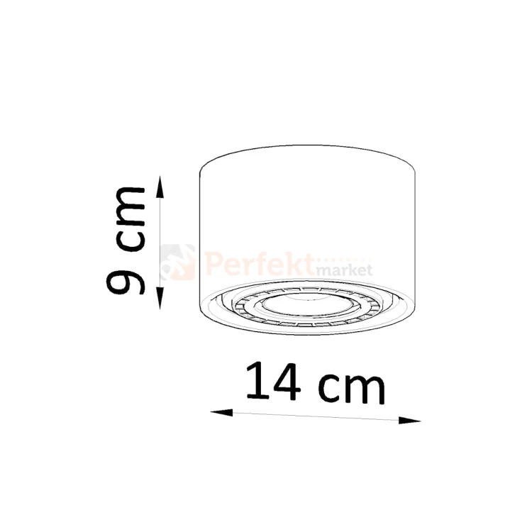 Plafon betonowy downlight BASIC 1  SL.0881 Sollux wymiar Perfekt Market.webp