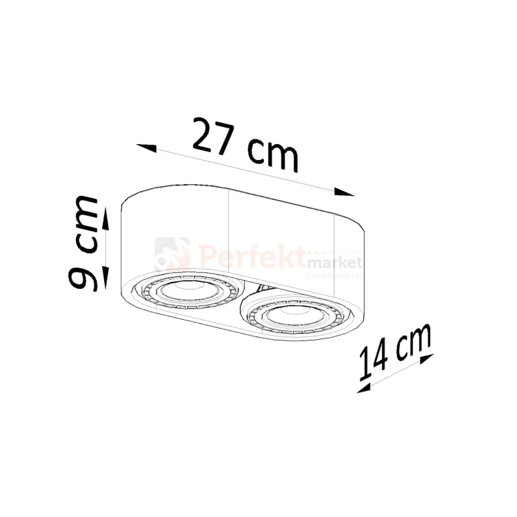 Plafon betonowy downlight BASIC 2  SL.0882 Sollux wymiary perfektmarket.webp
