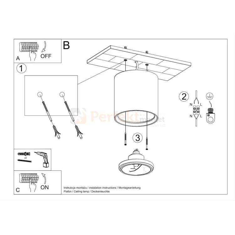 Plafon ceramiczny downlight ES111 KALU SL.0841 Sollux montaż perfektmarket.webp