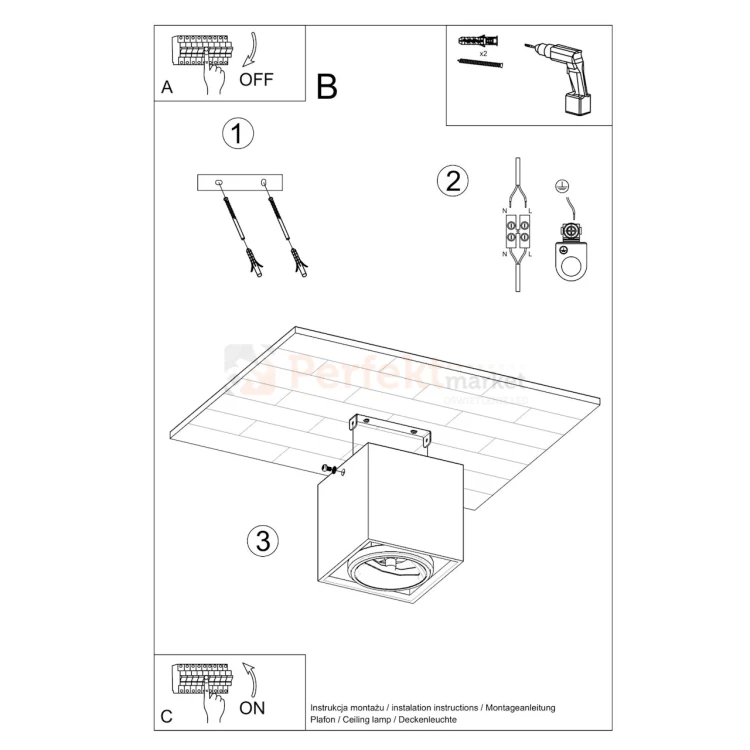 Plafon VALDE 140 betonowy downlight SL.0646 Sollux montaż perfektmarket.webp