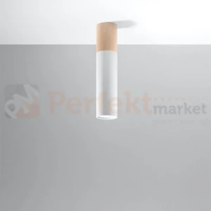 Oprawa sufitowa plafon downlight tuba drewniana PABLO biała SL.0631 Sollux