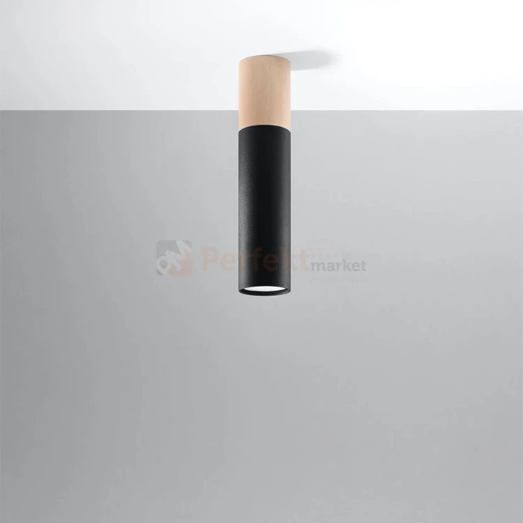 Oprawa sufitowa plafon downlight tuba PABLO czarna SL.0635 Sollux perfektmarket.webp