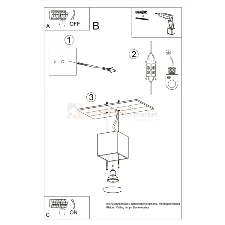 Plafon QUAD 1 montaż oprawa sufitowa Sollux perfektmarket.webp