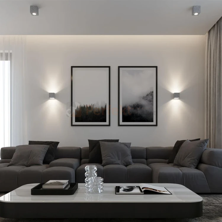 Nowoczesna oprawa sufitowa betonowa plafon Quad SL.0489 aranżacja perfektmarket.webp