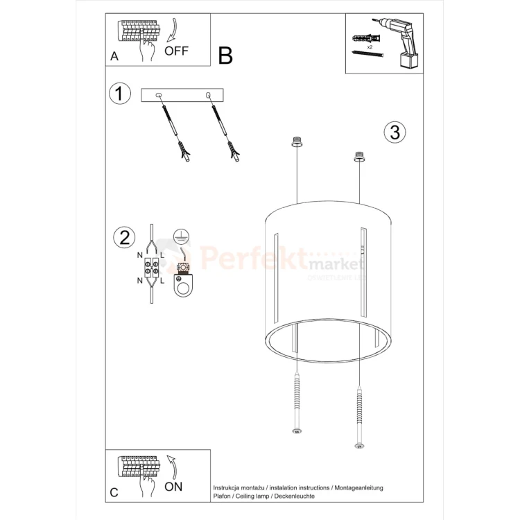 Plafon tuba INEZ okrągły  gra świateł Sollux montaż downlight perfektmarket.webp