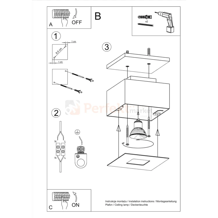 Oprawa sufitowa downlight plafon kostka GU10 MONO montaż perfektmarket.webp
