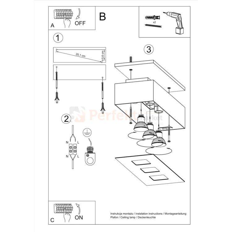 Oprawa sufitowa downlight plafon kostka GU10 MONO 3 montaż perfektmarket.webp