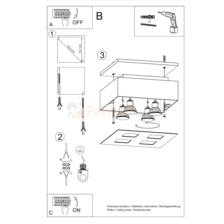 Oprawa sufitowa downlight plafon kostka GU10 MONO 4 montaż perfektmarket.webp