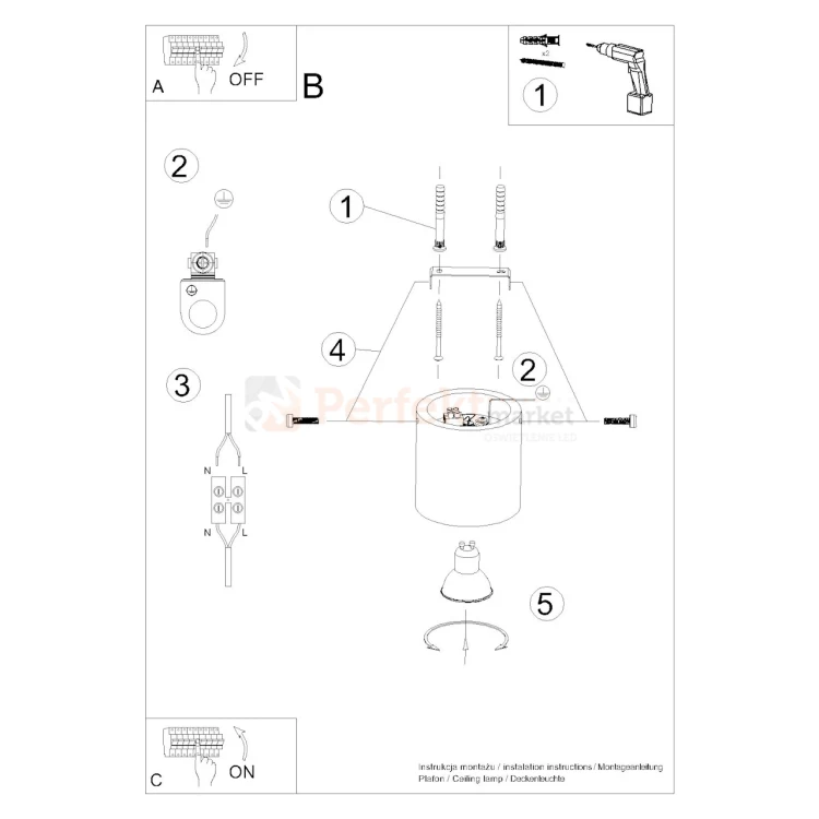 Nowoczesny plafon Orbis lampa sufitowa betonowa spot SL.0488 montaż perfektmarket.webp