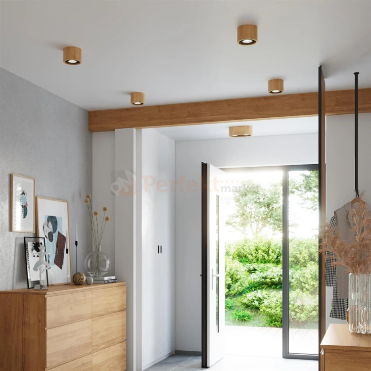 Oprawa sufitowa drewniana downlight BASIC 1 SL.0913 Sollux aranżacja perfektmarket.webp