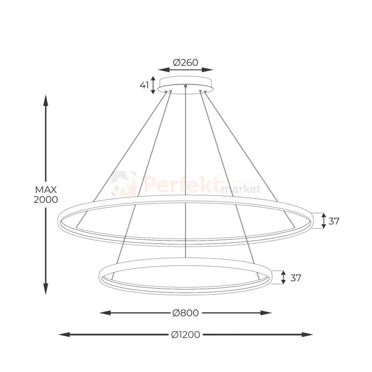 Lampa wisząca ringi pierścienie Carlo 80 + 120 cm  Zuma Line wymiary rysunek techniczny perfektmarket.webp