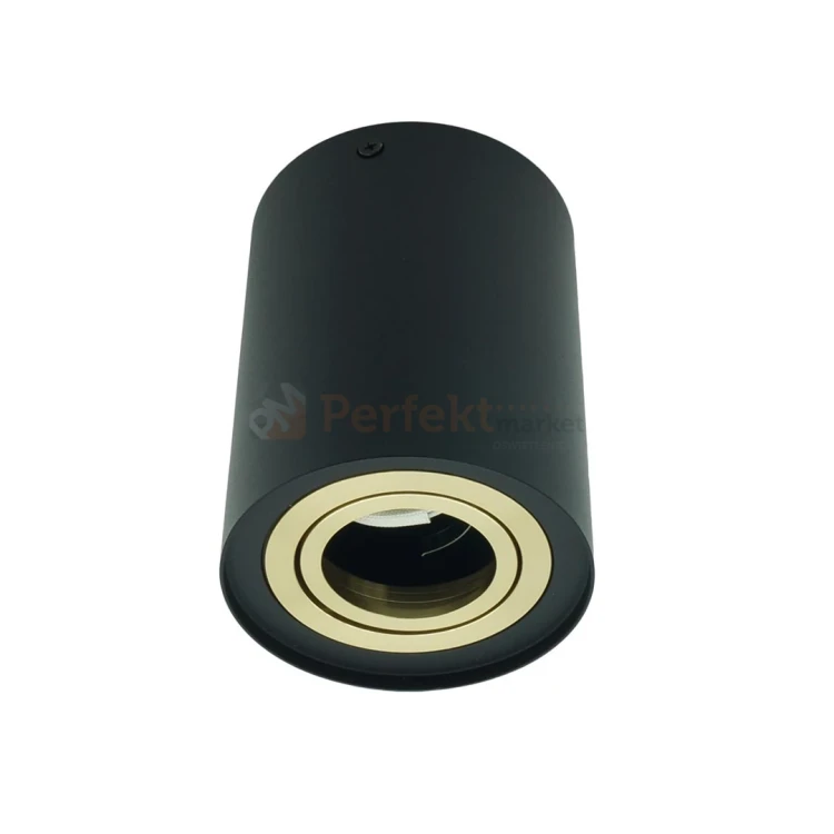 Oprawa sufitowa natynkowa okrągła CRONO spot tuba ruchoma czarno złota perfektmarket2.webp
