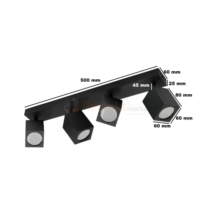 Lampa sufitowa plafon reflektorki na listwie QuantusIV czarny wymiary perfektmarket.webp