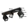 Lampa sufitowa plafon reflektorki na listwie 3xGU10 Quantus wymiary czarny.webp