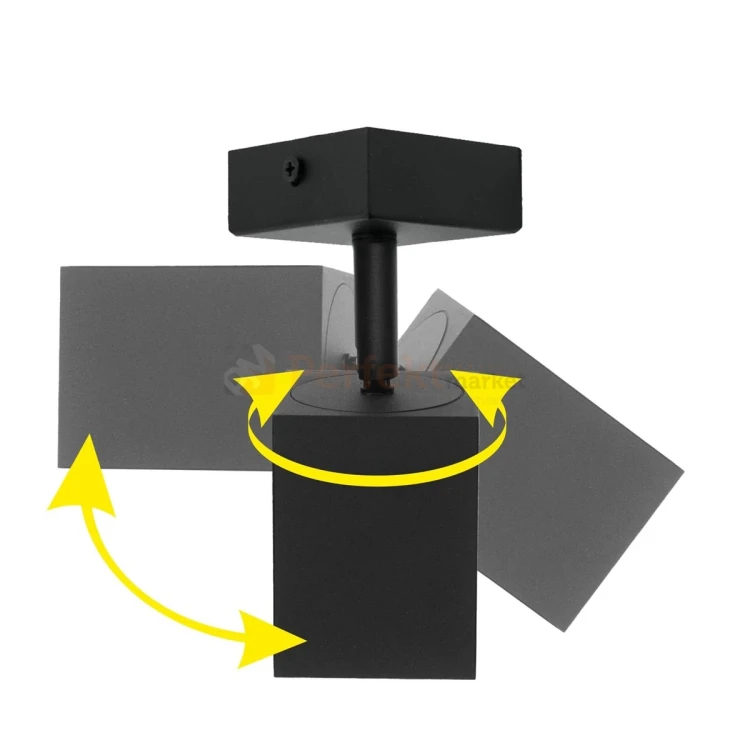 Lampa sufitowa plafon reflektorki na listwie Quantus regulacja kąta świecenia czarny.webp