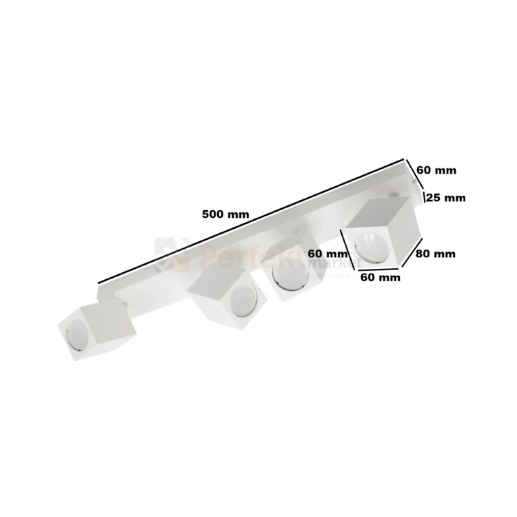 Lampa sufitowa plafon reflektorki na listwie 4xGU10 Quantus biała perfektmrket 1.webp