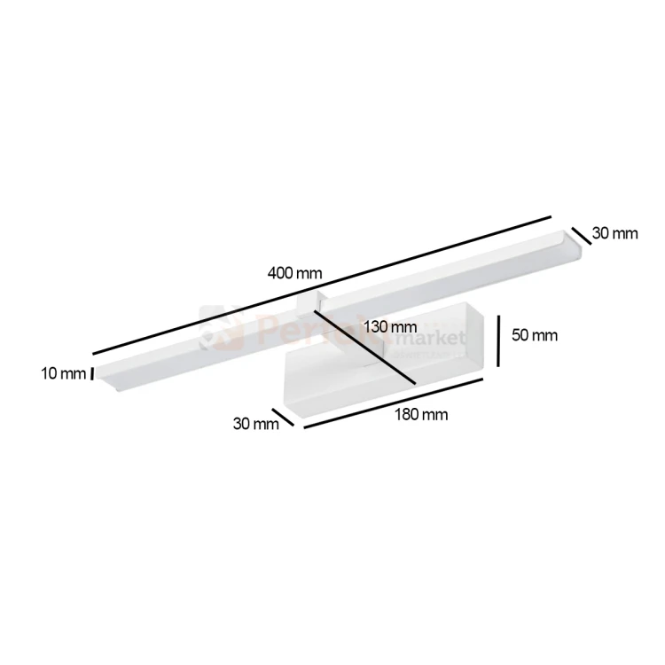 venus LED kinkiet łazinkowy 40cm biały 4200 wymiary.webp